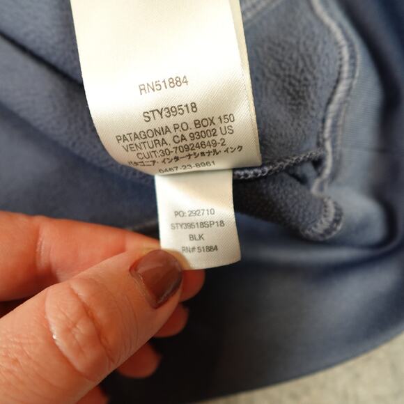 Patagonia Hoodie Mens Small Shop Sticker Polycycle Pullover Sweatshirt Blue - Picture 5 of 10